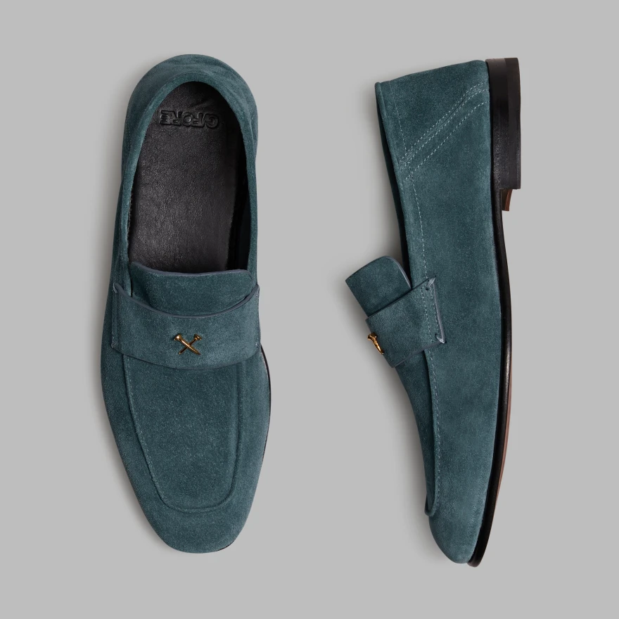 MEN'S METAL TEES SUEDE FLEX LOAFER in SEAFOAM