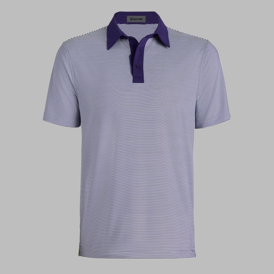 FEEDER STRIPE FINE TECH JERSEY POLO in Wisteria