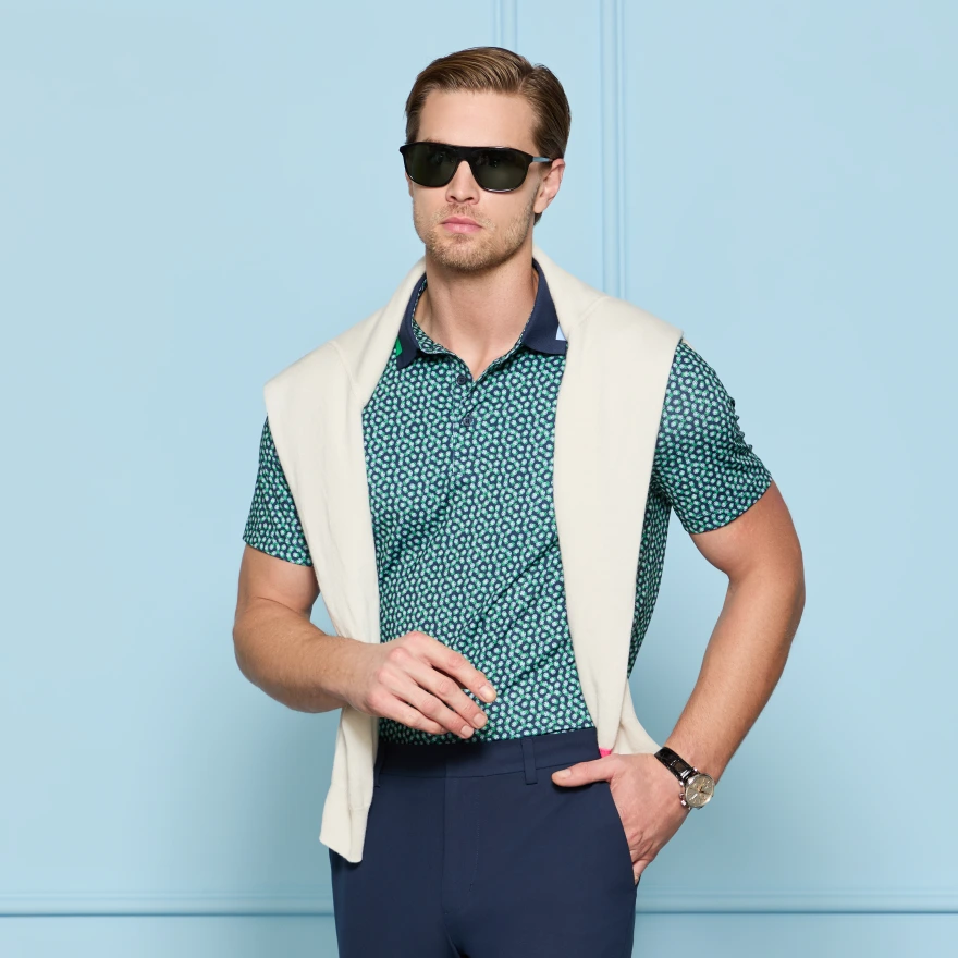 TRIPLE/G TECH JERSEY POLO in TWILIGHT/CLOVER - Alternate Image 1