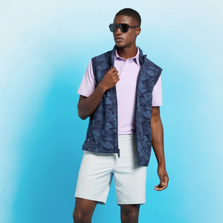 M&Eacute;LANGE ICE NYLON POLO in IRIS MELANGE - Alternate Image 1