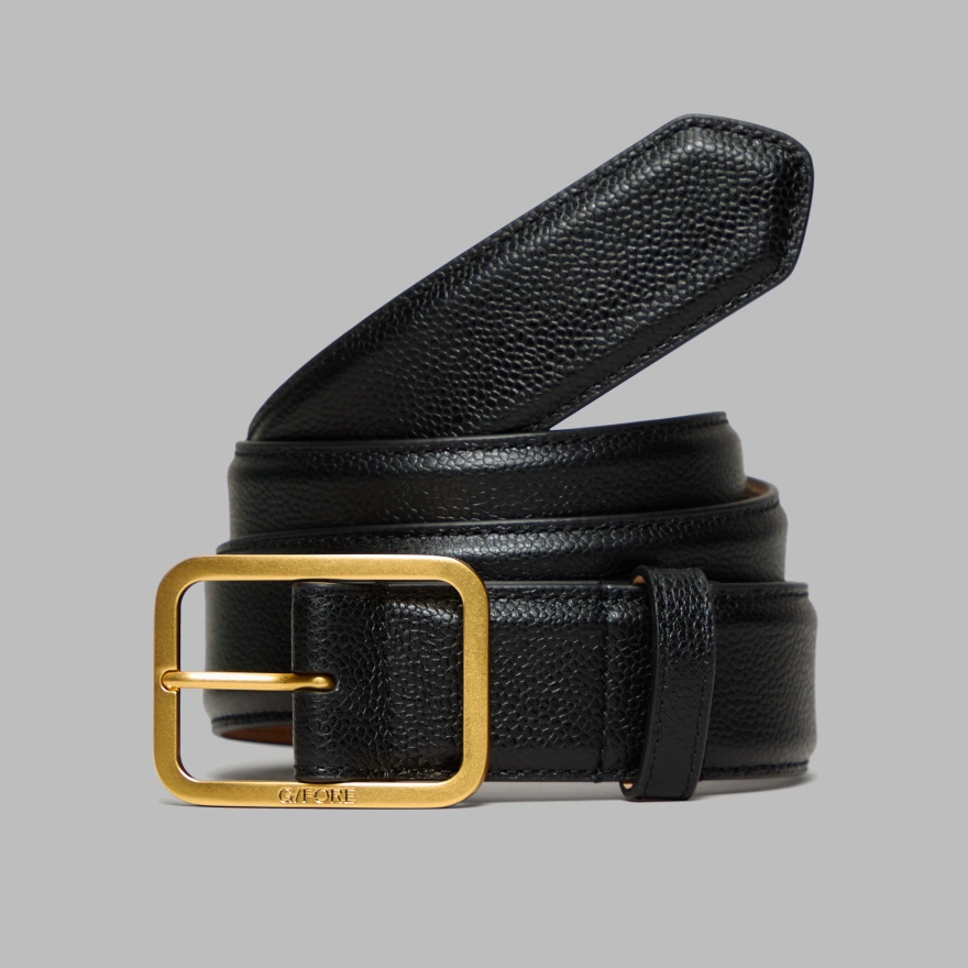 MEN'S LUXE PEBBLE LEATHER BELT in Onyx