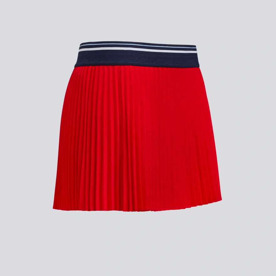 MICROPLEAT STRETCH WOVEN HIGHWAISTED SKORT in Lava