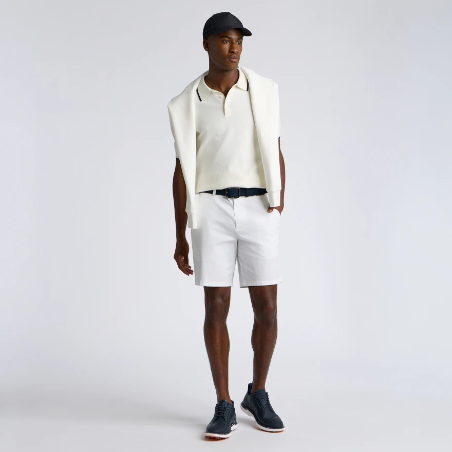 COOLING COTTON SWEATER POLO in CHALK WHITE - Alternate Image 1