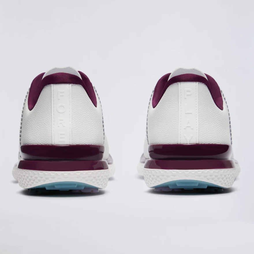 WOMEN'S GALLIVAN2R LEATHER SADDLE STRIPE KILTIE GOLF SHOE in SNOW / DARK PLUM - Alternate Image 4