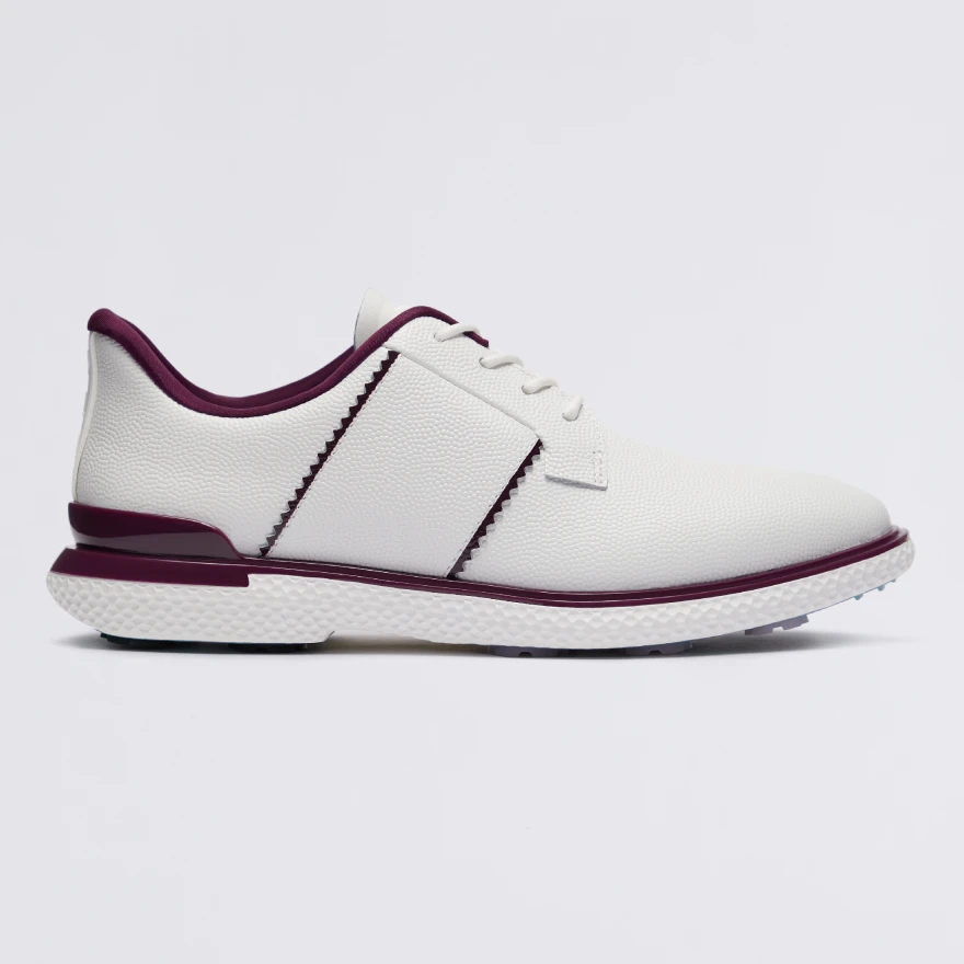WOMEN'S GALLIVAN2R LEATHER SADDLE STRIPE KILTIE GOLF SHOE in SNOW / DARK PLUM