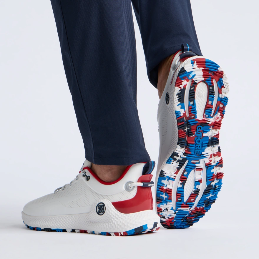 MEN'S MG4+ O2 PERFORATED GOLF SHOE in SNOW / CLASSIC RED - Alternate Image 5