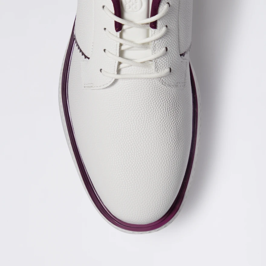 WOMEN'S GALLIVAN2R LEATHER SADDLE STRIPE KILTIE GOLF SHOE in SNOW / DARK PLUM - Alternate Image 5