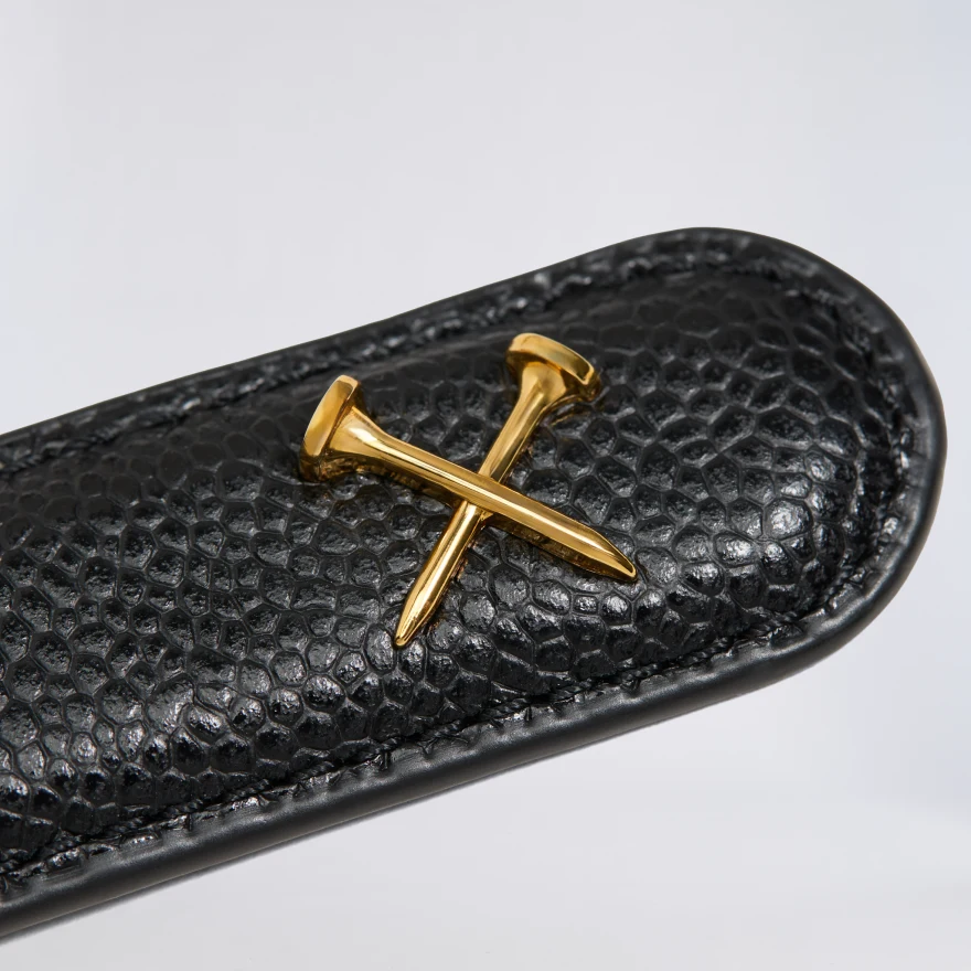 WOMEN'S METAL TEES PEBBLE LEATHER BELT in Onyx - Alternate Image 4