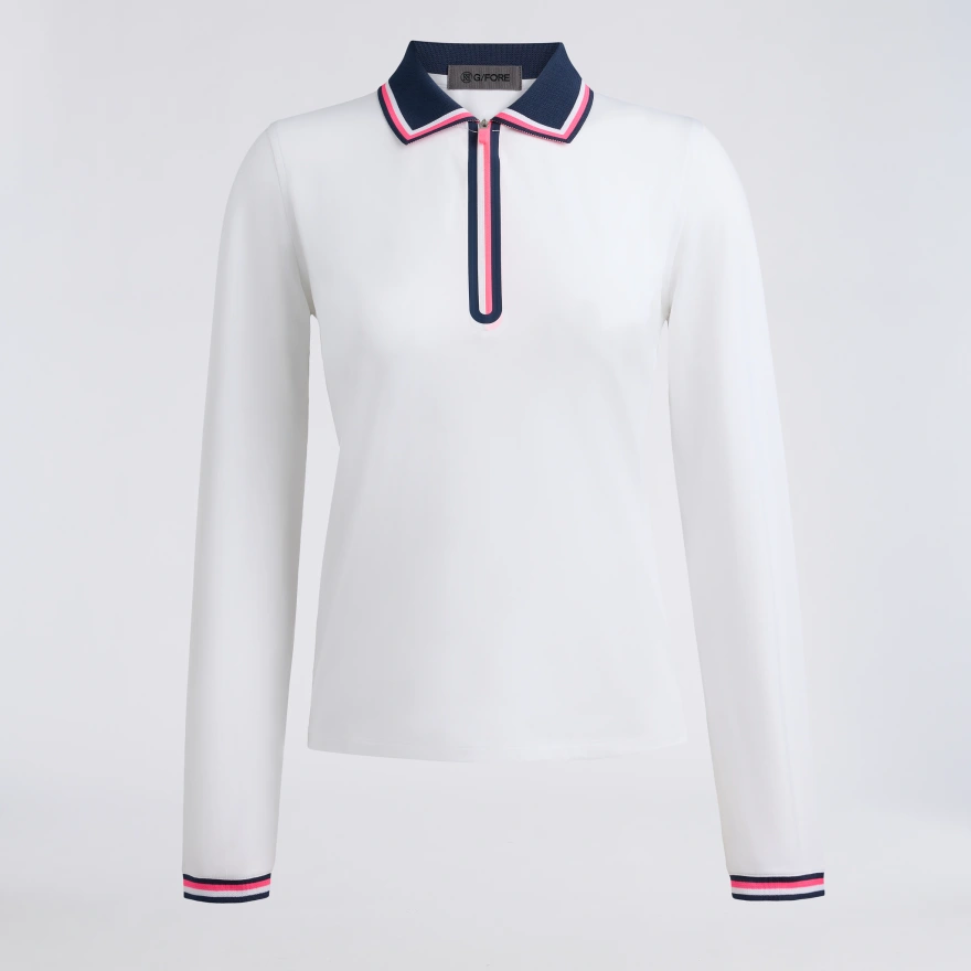 ALL PLAY TIPPED LONG SLEEVE POLO in Snow