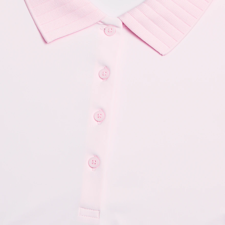 PLEATED COLLAR SILKY TECH NYLON SLEEVELESS POLO in Blush - Alternate Image 3