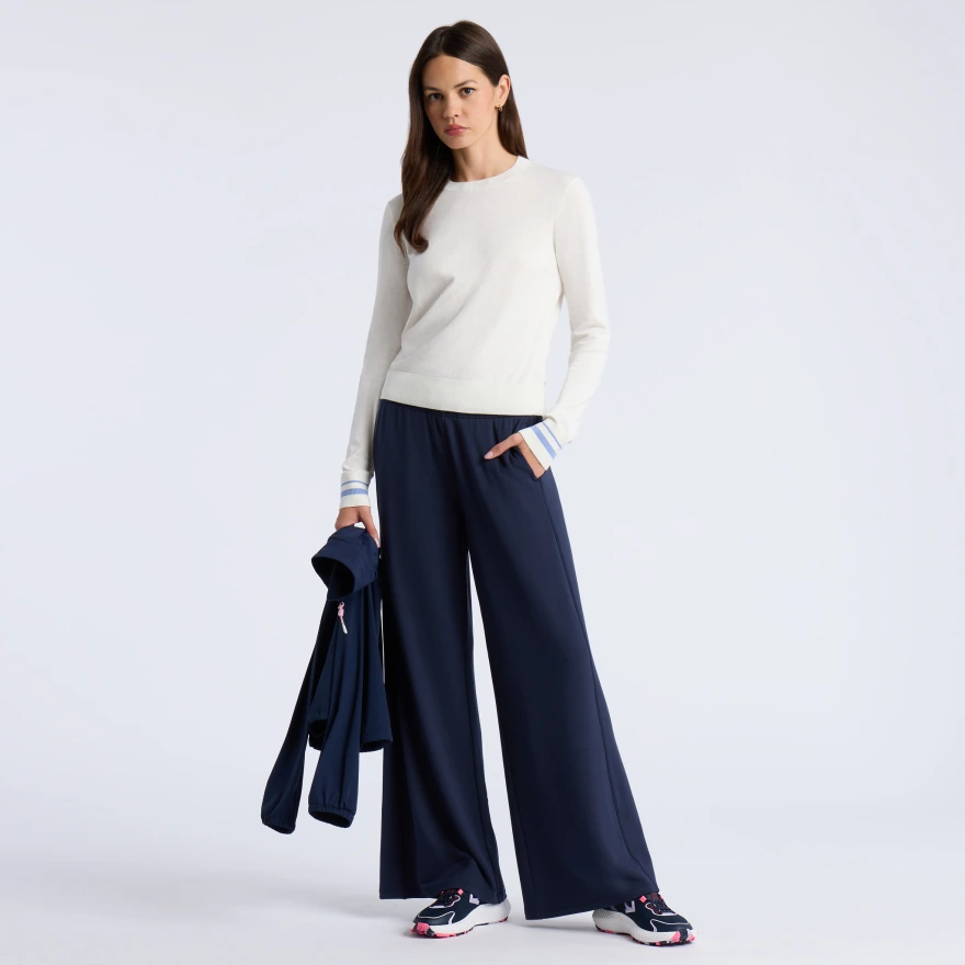 COOLING COTTON CREWNECK JUMPER in CHALK WHITE - Alternate Image 1