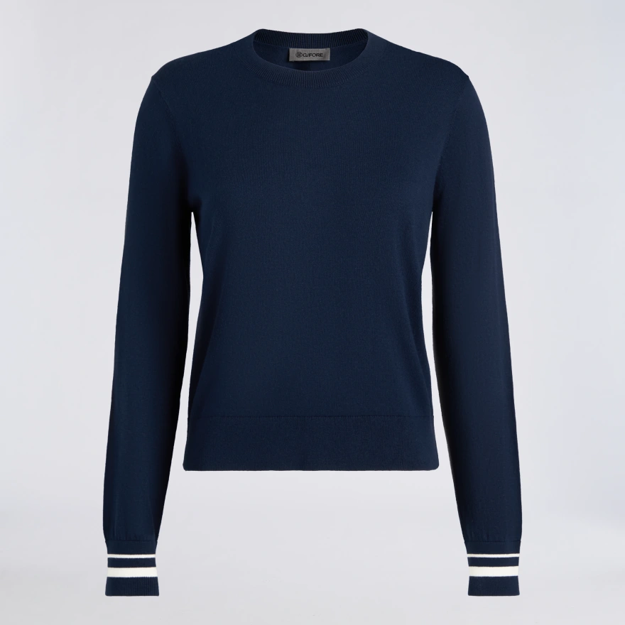 COOLING COTTON CREWNECK JUMPER in Twilight
