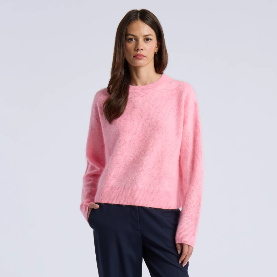 POINTELLE G BRUSHED CASHMERE CREWNECK SWEATER in CANDY - Alternate Image 2