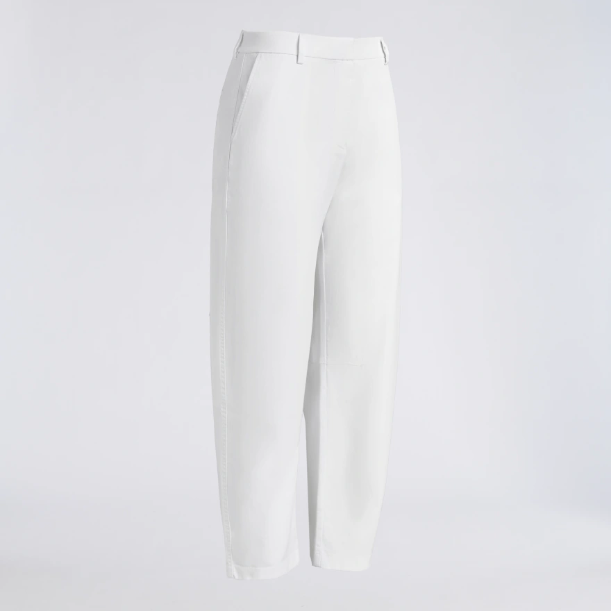 LTD RELEASE STRETCH COTTON GABARDINE BARREL LEG TROUSER in Snow