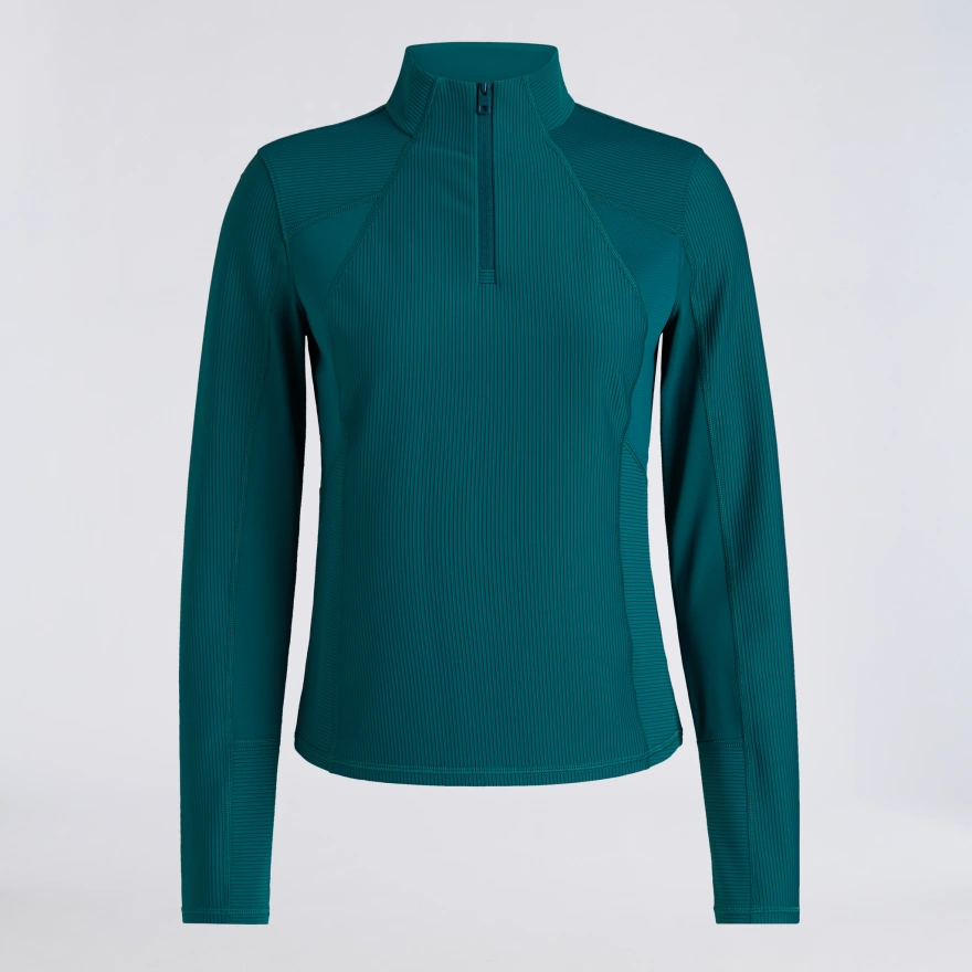 2-TONE RIB 1/4 ZIP PULLOVER in MARINE TEAL
