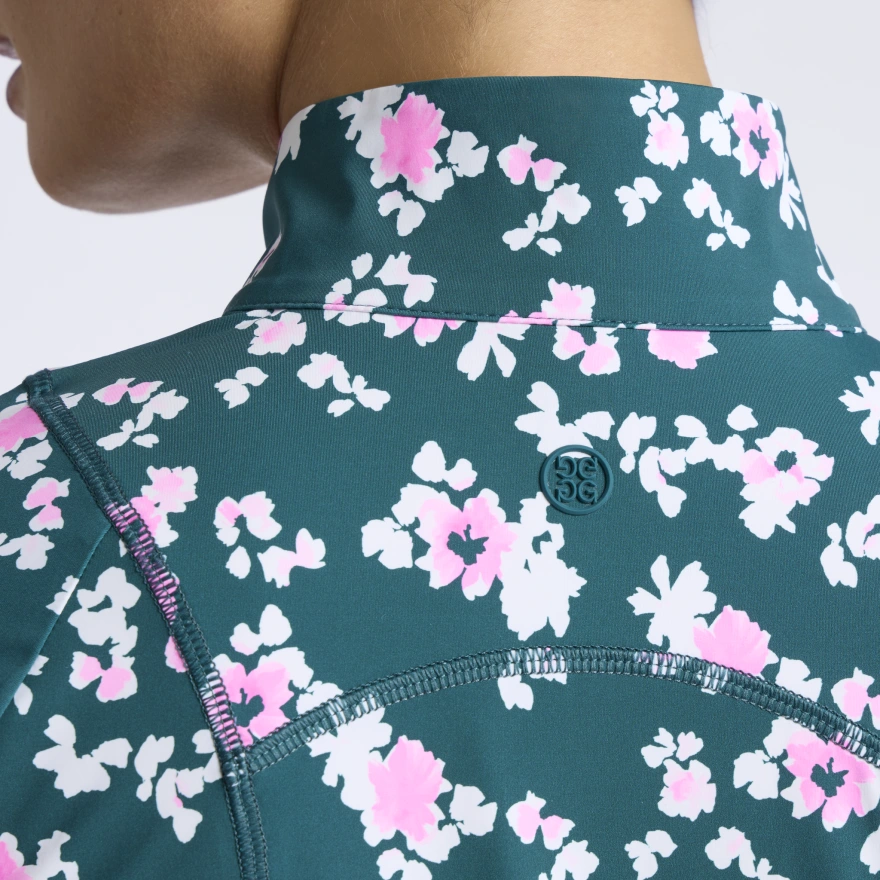 BLOSSOM SILKY TECH NYLON 1/4 ZIP PULLOVER in MARINE TEAL - Alternate Image 4