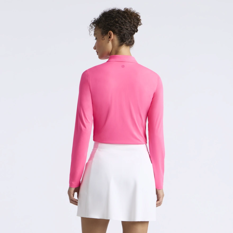 SILKY TECH NYLON LONG SLEEVE 1/4 ZIP POLO | WOMEN'S POLO SHIRTS