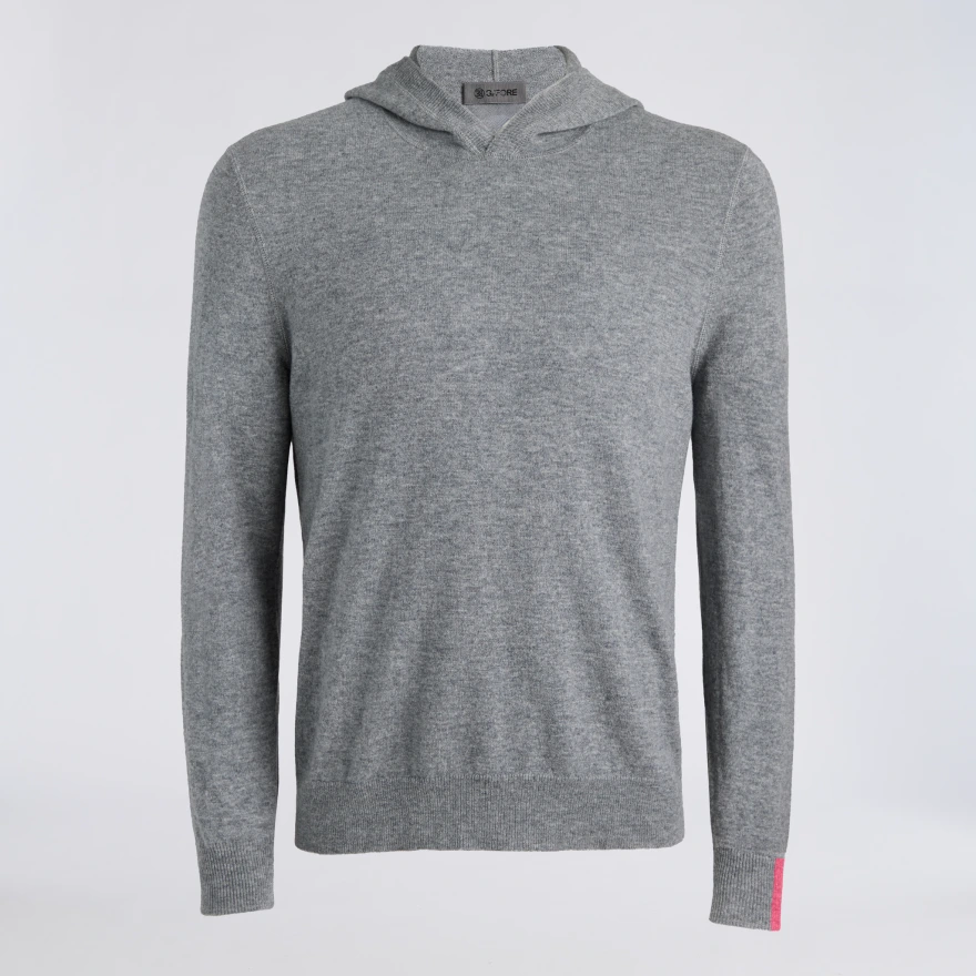 CASHMERE HOODED SWEATER in NIMBUS MELANGE