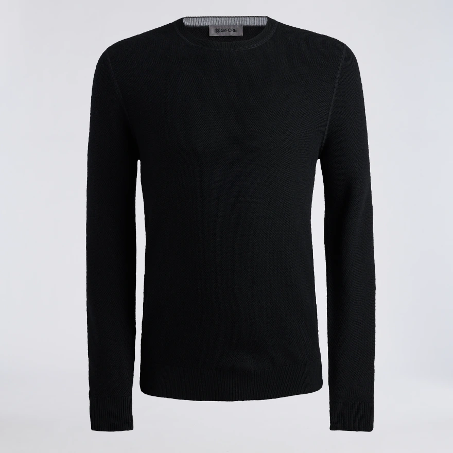 THE CLUB MERINO WOOL CREWNECK SWEATER in Onyx
