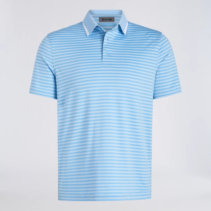 PERFORATED STRIPE JERSEY POLO in BAJA