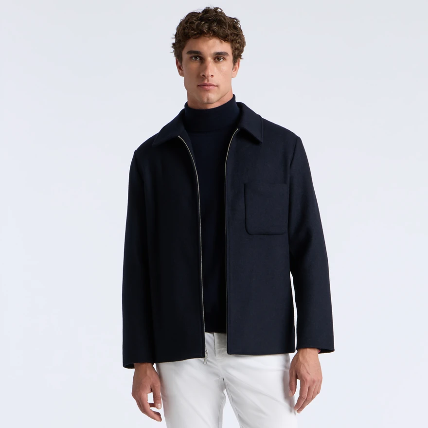 LTD RELEASE DOUBLE FACED MERINO WOOL CASHMERE SHIRT JACKET in Twilight - Alternate Image 2