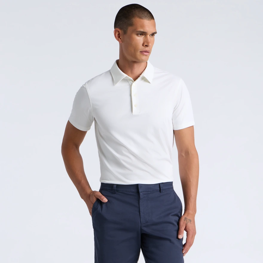 LUXE COTTON BLEND POLO in Snow - Alternate Image 2