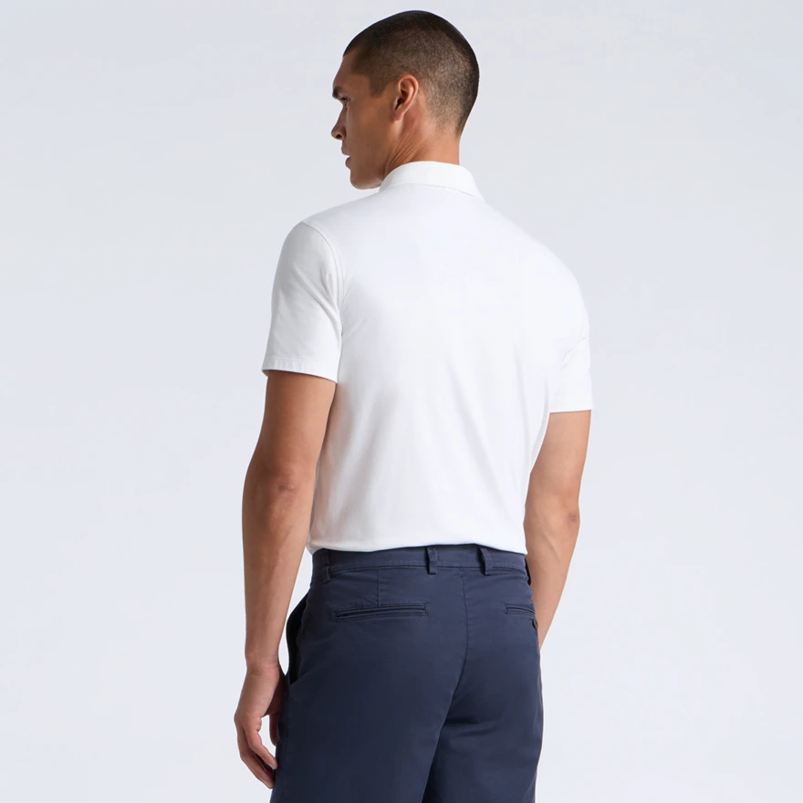 LUXE COTTON BLEND POLO in Snow - Alternate Image 3