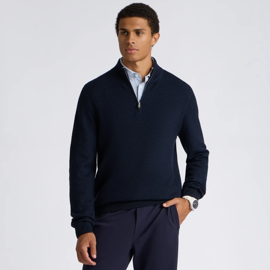 THE CLUB MERINO WOOL 1/4 ZIP SWEATER in Twilight - Alternate Image 1