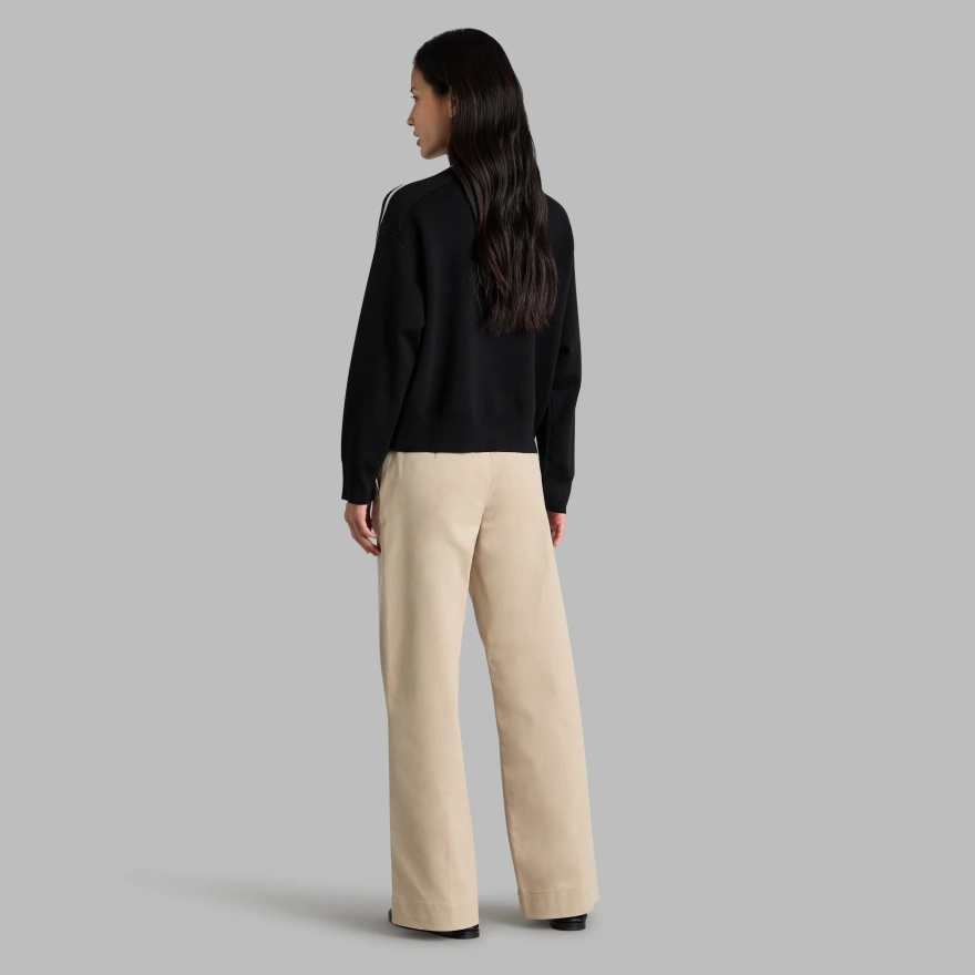 MERINO WOOL CONTRAST STRIPE QUARTER ZIP JUMPER in Onyx - Alternate Image 3