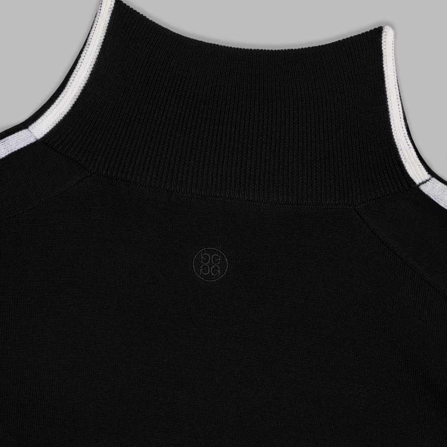 MERINO WOOL CONTRAST STRIPE QUARTER ZIP JUMPER in Onyx - Alternate Image 4