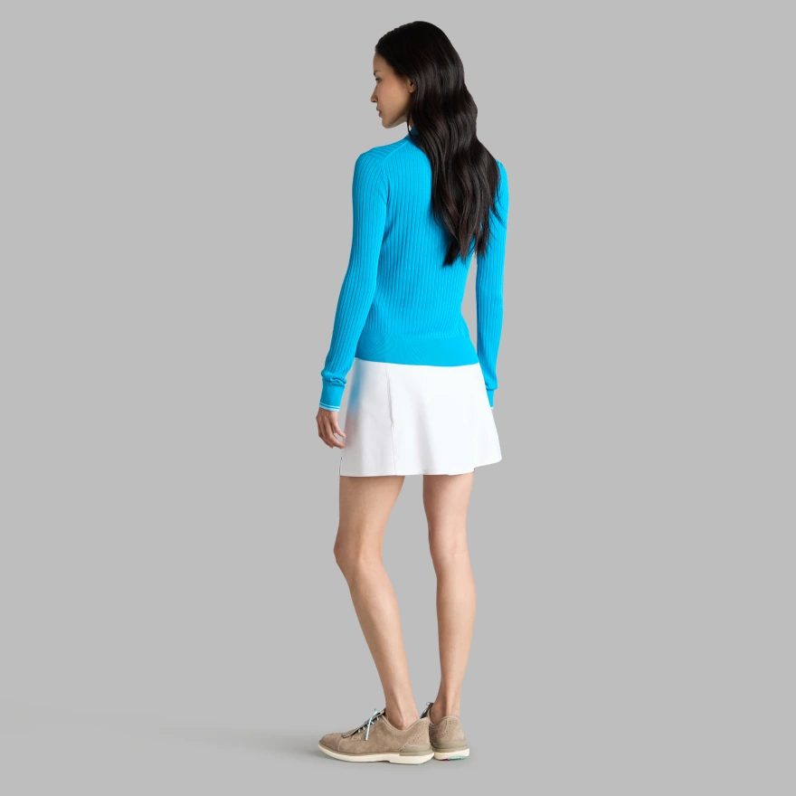 RIBBED KNIT LONG SLEEVE POLO JUMPER in VENETIAN - Alternate Image 3