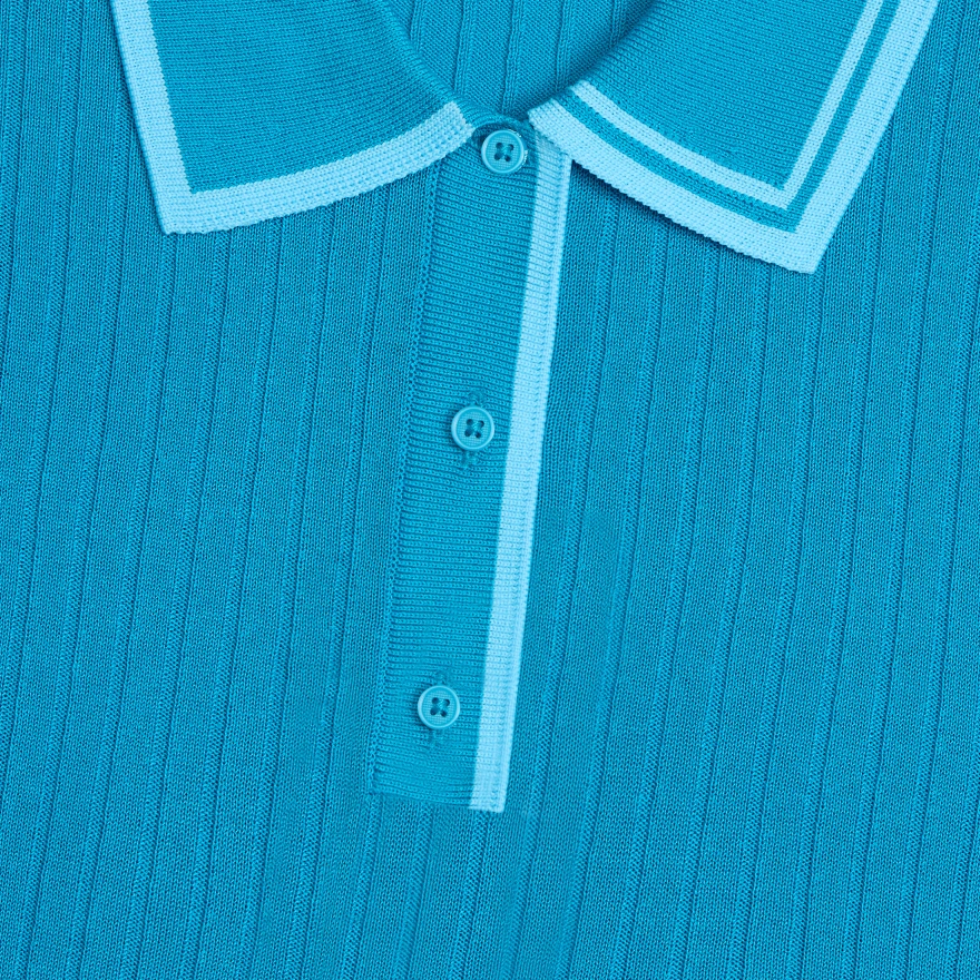 RIBBED KNIT LONG SLEEVE POLO JUMPER in VENETIAN - Alternate Image 4