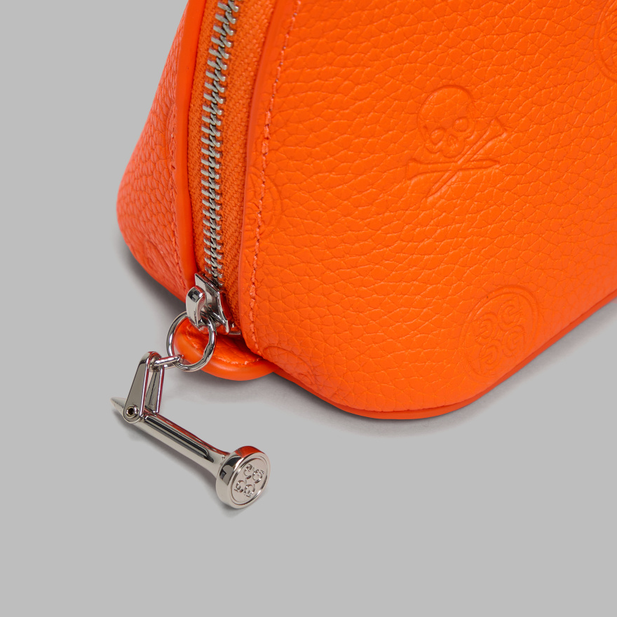 DEBOSSED SKULL & TEES COSMETICS CASE in SHOCKING ORANGE - Alternate Image 3