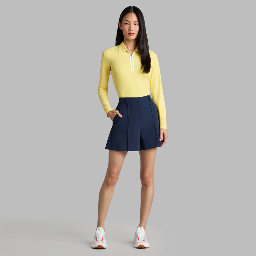 SILKY TECH NYLON LONG SLEEVE ZIP POLO in Canary - Alternate Image 2