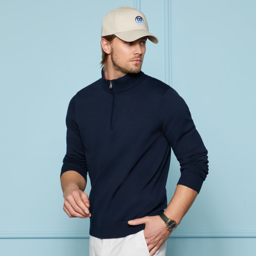 COOLING COTTON 1/4 ZIP JUMPER in Twilight - Alternate Image 1