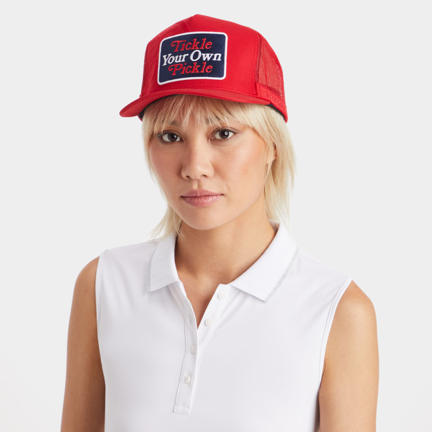TICKLE YOUR OWN PICKLE TRUCKER HAT in Poppy - Alternate Image 5