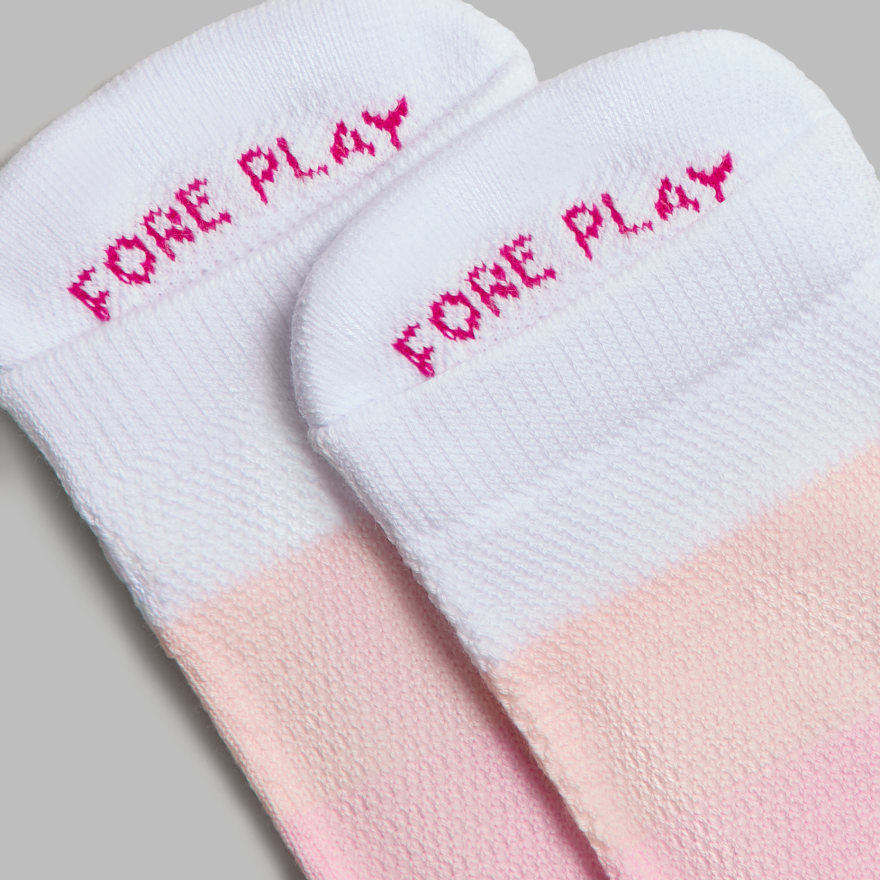 WOMEN'S OMBR&Eacute; STRIPE ANKLE SOCK in SNOW / KNOCKOUT PINK - Alternate Image 2