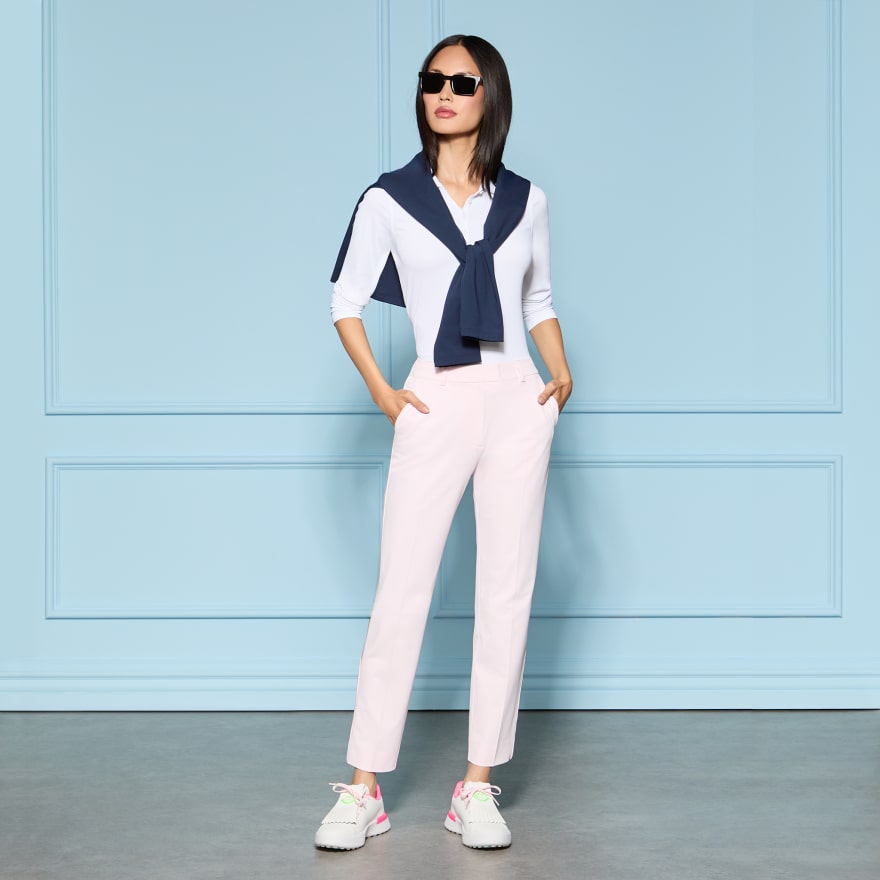 STRETCH PERFORMANCE TWILL STRAIGHT LEG TROUSER in Blush - Alternate Image 1