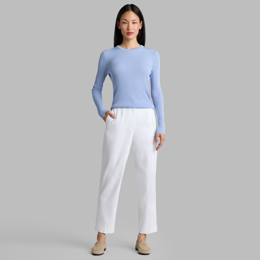 LTD RELEASE LINEN CROPPED PLEATED TROUSER in Snow - Alternate Image 2