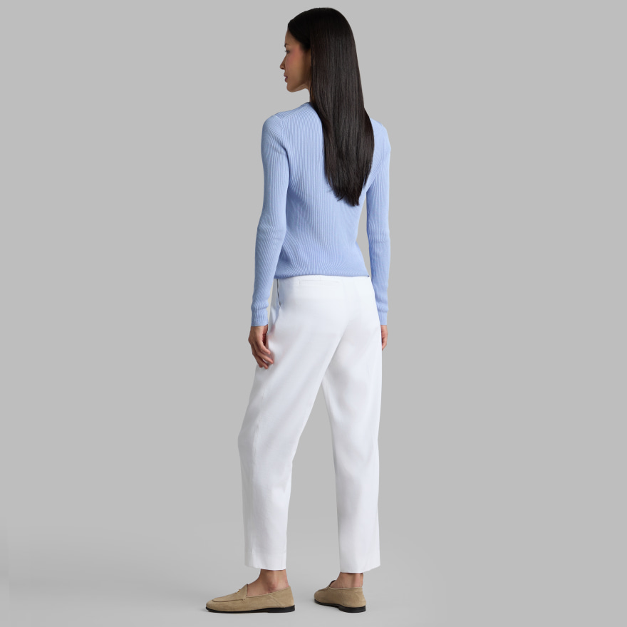 LTD RELEASE LINEN CROPPED PLEATED TROUSER in Snow - Alternate Image 3
