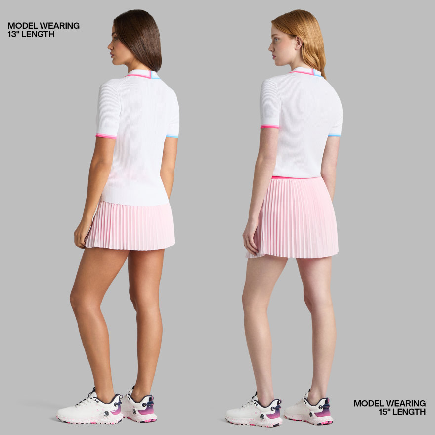 MICROPLEAT STRETCH WOVEN HIGHWAISTED SKORT in Blush - Alternate Image 3