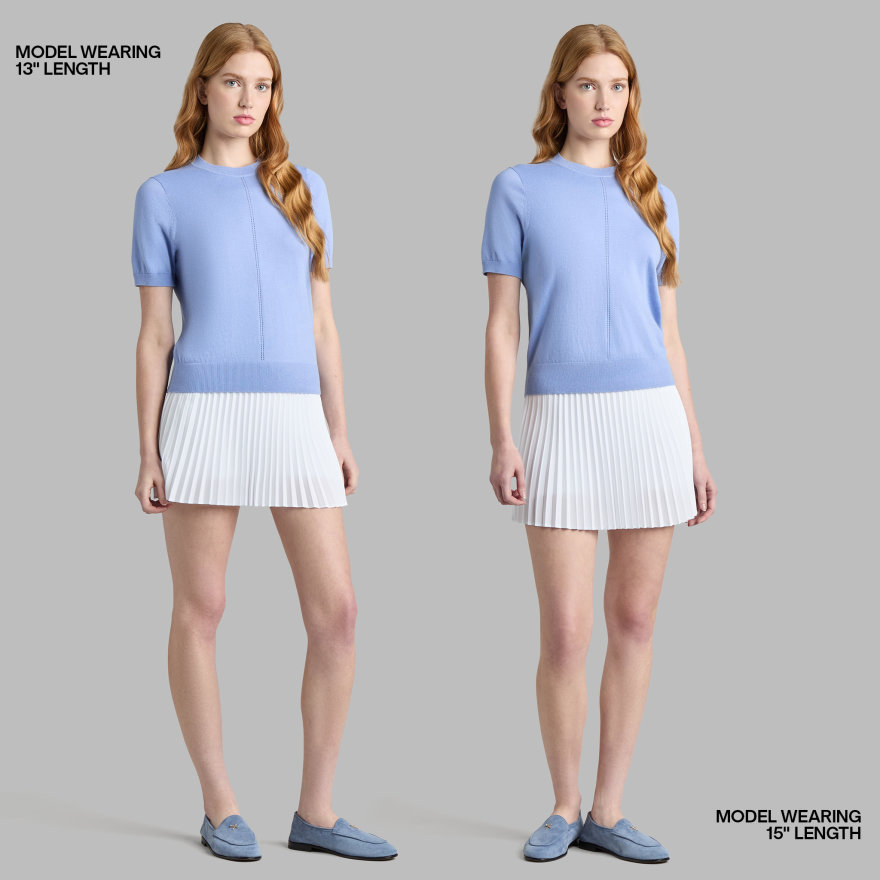 MICROPLEAT STRETCH WOVEN HIGHWAISTED SKORT in Snow - Alternate Image 2