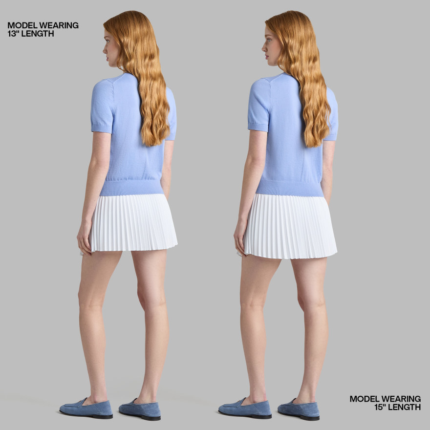 MICROPLEAT STRETCH WOVEN HIGHWAISTED SKORT in Snow - Alternate Image 3