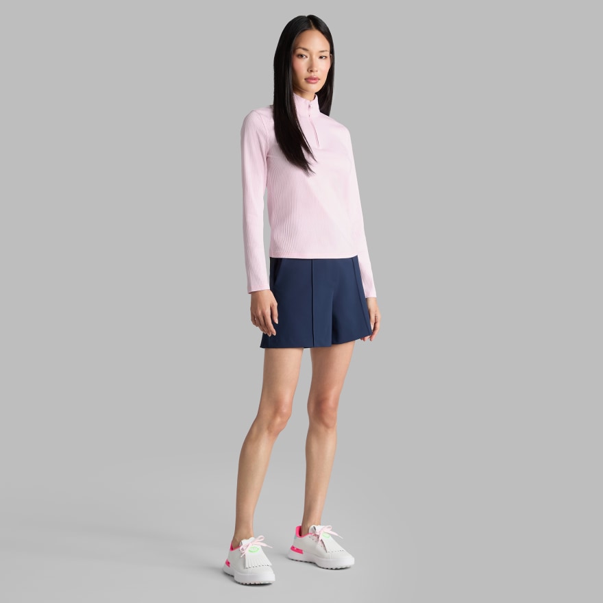 FITTED RIB 1/4 ZIP PULLOVER in Blush - Alternate Image 2