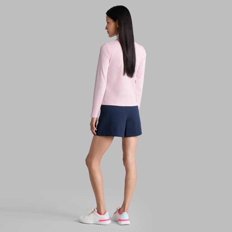 FITTED RIB 1/4 ZIP PULLOVER in Blush - Alternate Image 3