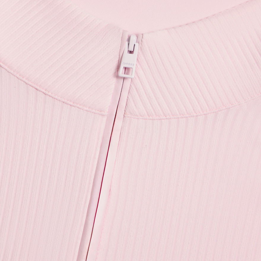 FITTED RIB 1/4 ZIP PULLOVER in Blush - Alternate Image 4