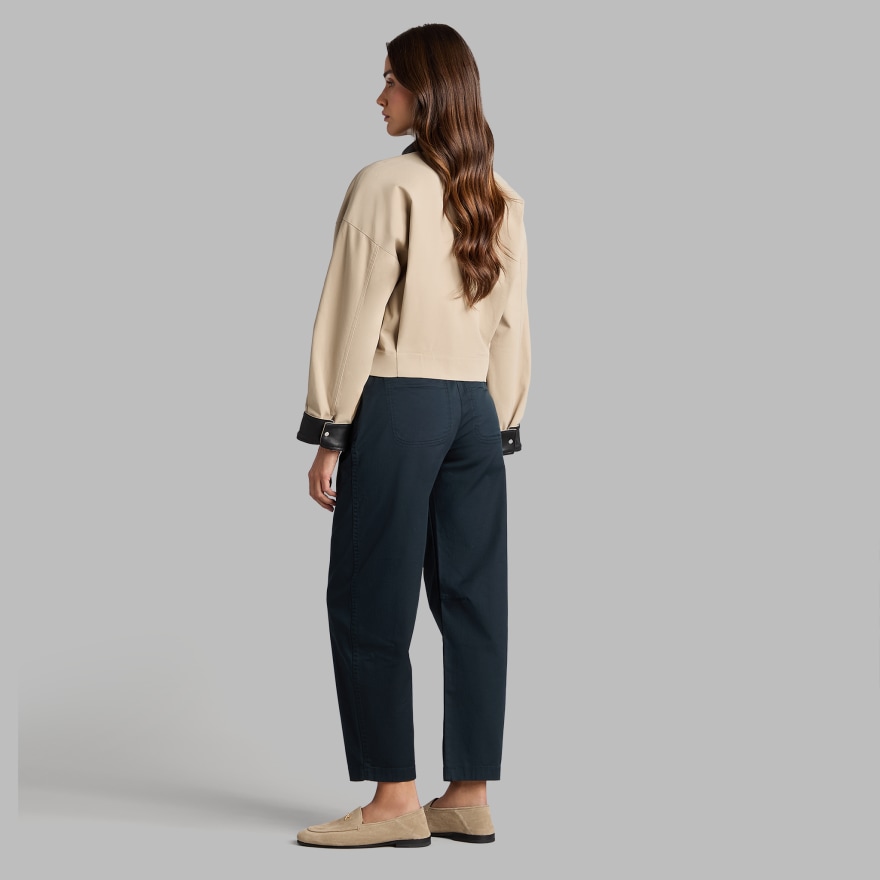 LTD RELEASE LEATHER COLLAR TRI-COTTON CROPPED JACKET in PUMICE - Alternate Image 3