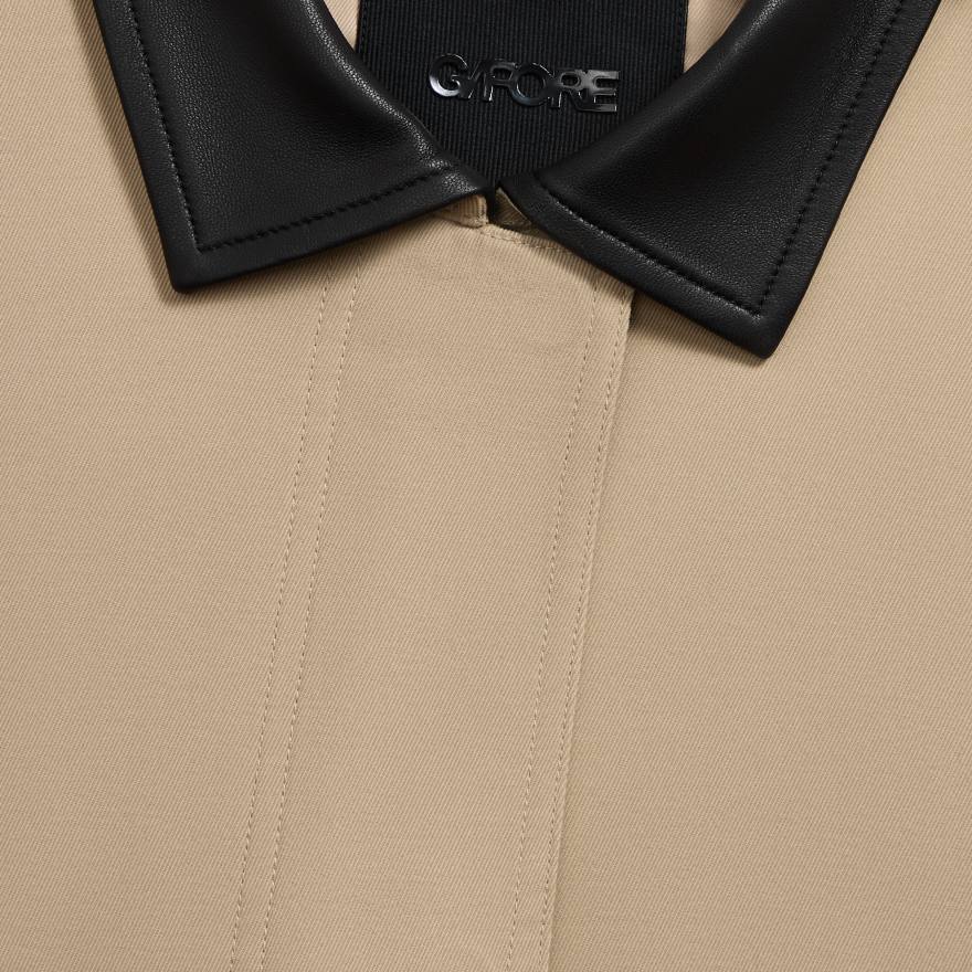 LTD RELEASE LEATHER COLLAR TRI-COTTON CROPPED JACKET in PUMICE - Alternate Image 4