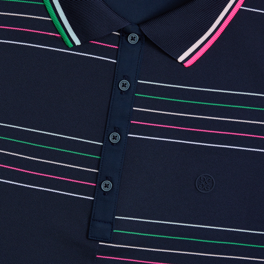 OFFSET STRIPE TECH PIQU&Eacute; SLEEVELESS POLO in TWILIGHT/CLOVER - Alternate Image 4