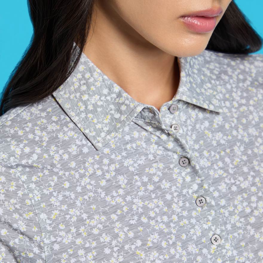 ティナ・ブランフォード DITSY FLORAL TECH JERSEY LONG SLEEVE POLO | WOMEN'S POLO SHIRTS